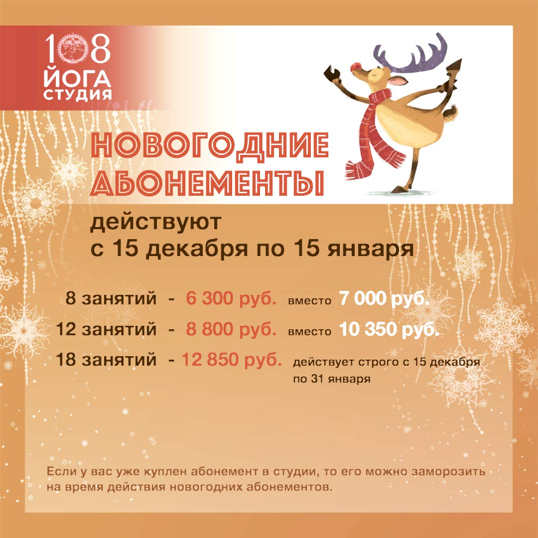 Подробнее о статье Новогодние скидки на абонементы в Йоге108